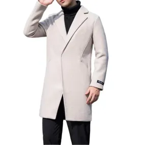 2023 Winter New Men's Coat Lapel Warm Slim Fit Windproof Jacket Men's Solid Color Jacket Men's Overcoat Coat