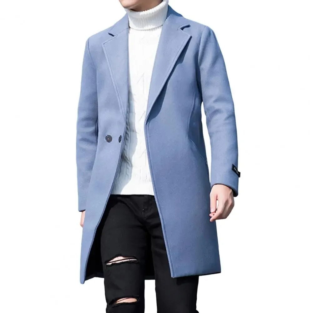 2023 Winter New Men's Coat Lapel Warm Slim Fit Windproof Jacket Men's Solid Color Jacket Men's Overcoat Coat