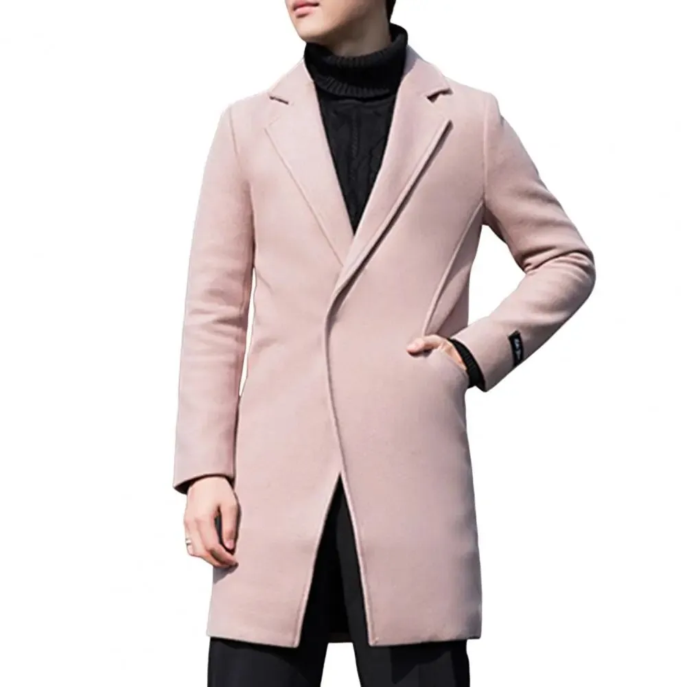 2023 Winter New Men's Coat Lapel Warm Slim Fit Windproof Jacket Men's Solid Color Jacket Men's Overcoat Coat