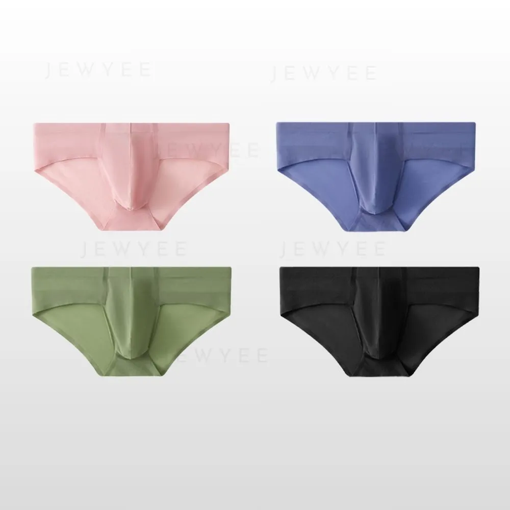 (4-Pack) Men's Low-Rise Ultra Thin Mesh Ice Silk Briefs - JEWYEE 6004SJ