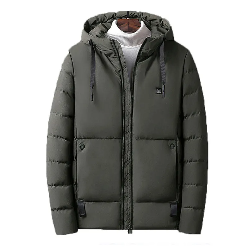 45 Men Electric USB Heated Hooded Warm Overcoat Heating Coat Winter Coats Jacket