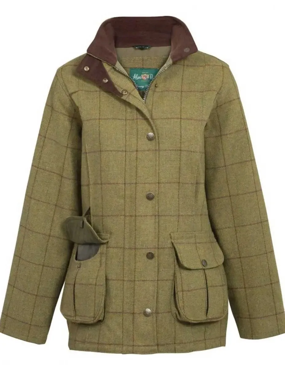 ALAN PAINE Rutland Shooting Coat - Ladies Tweed Waterproof - Lichen