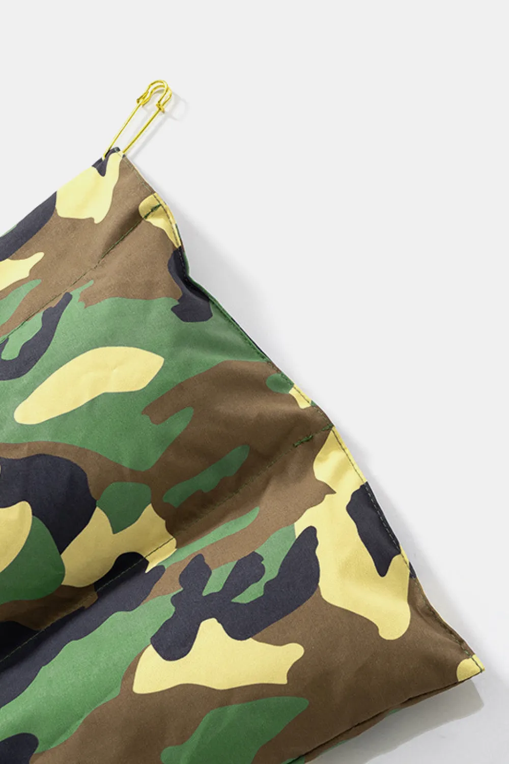 Camouflage Zip-Up Cropped Puffer Jacket and Skirt Set