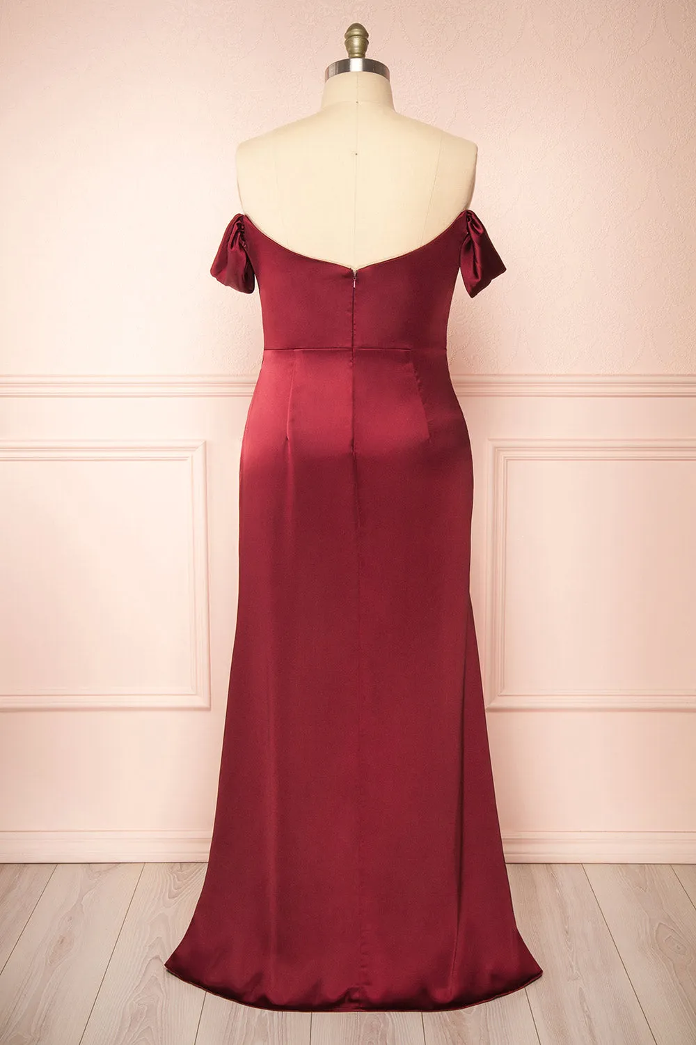 Evolet Burgundy | Off-Shoulder Corset Maxi Dress