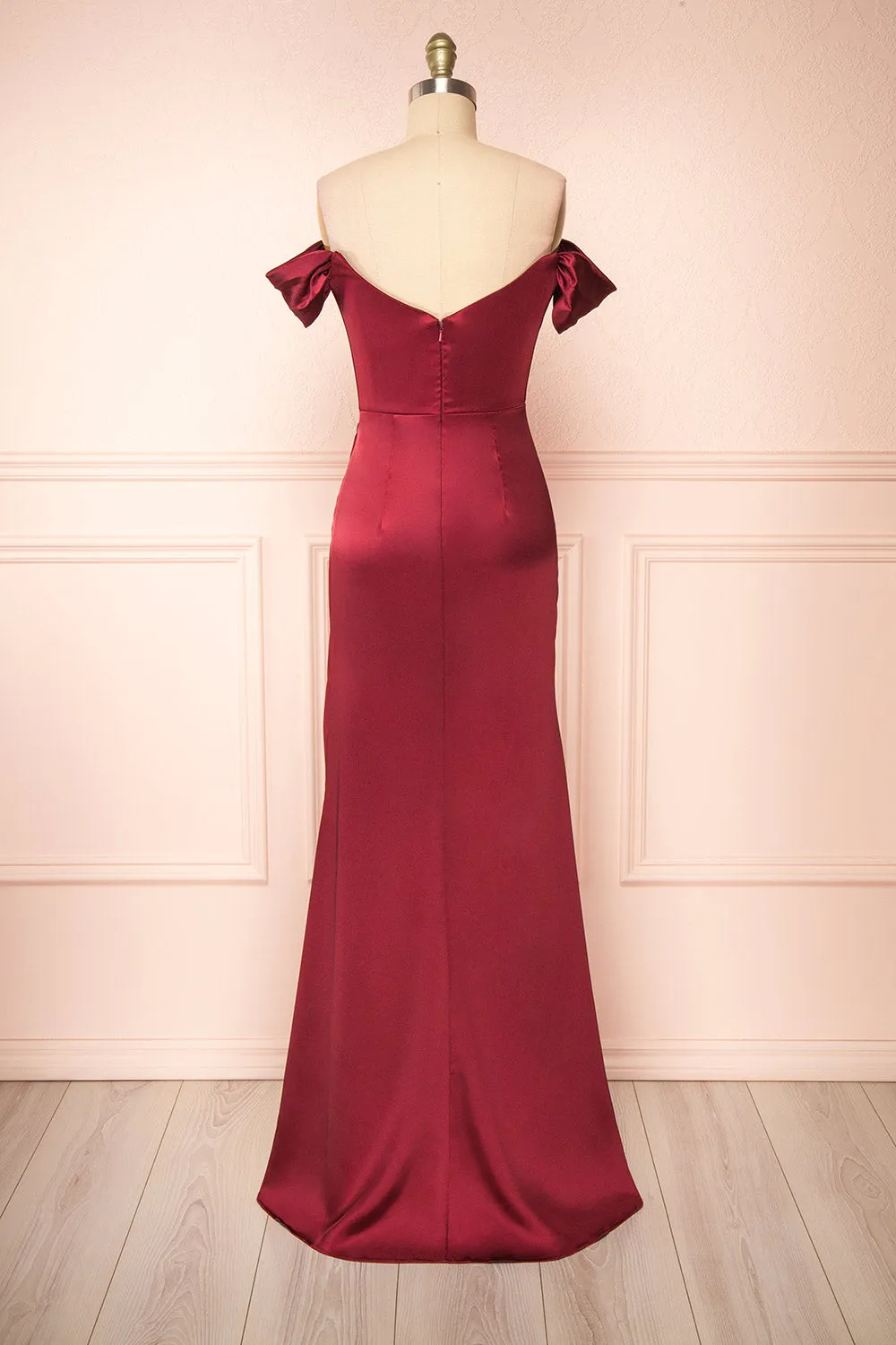 Evolet Burgundy | Off-Shoulder Corset Maxi Dress