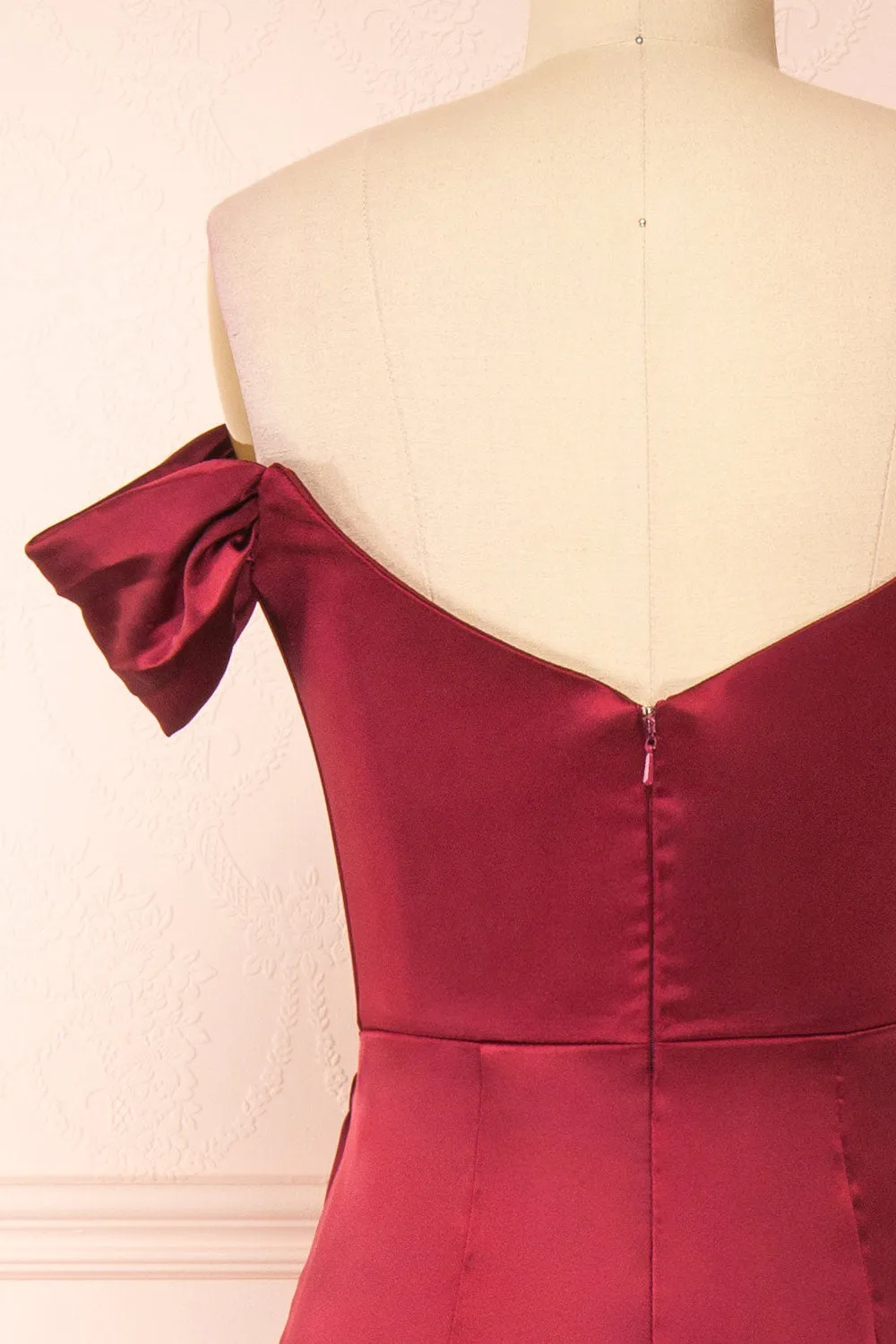 Evolet Burgundy | Off-Shoulder Corset Maxi Dress