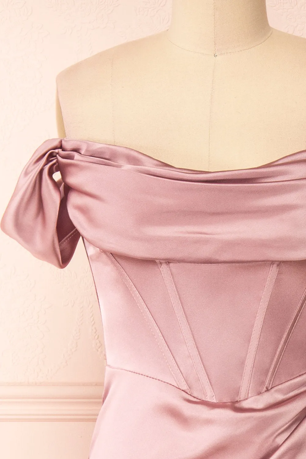 Evolet Mauve | Off-Shoulder Corset Maxi Dress