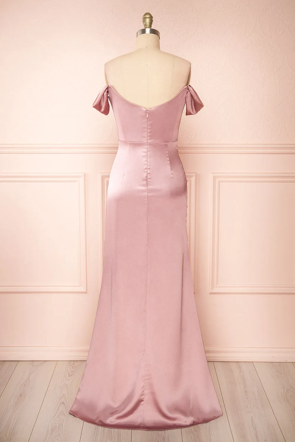 Evolet Mauve | Off-Shoulder Corset Maxi Dress