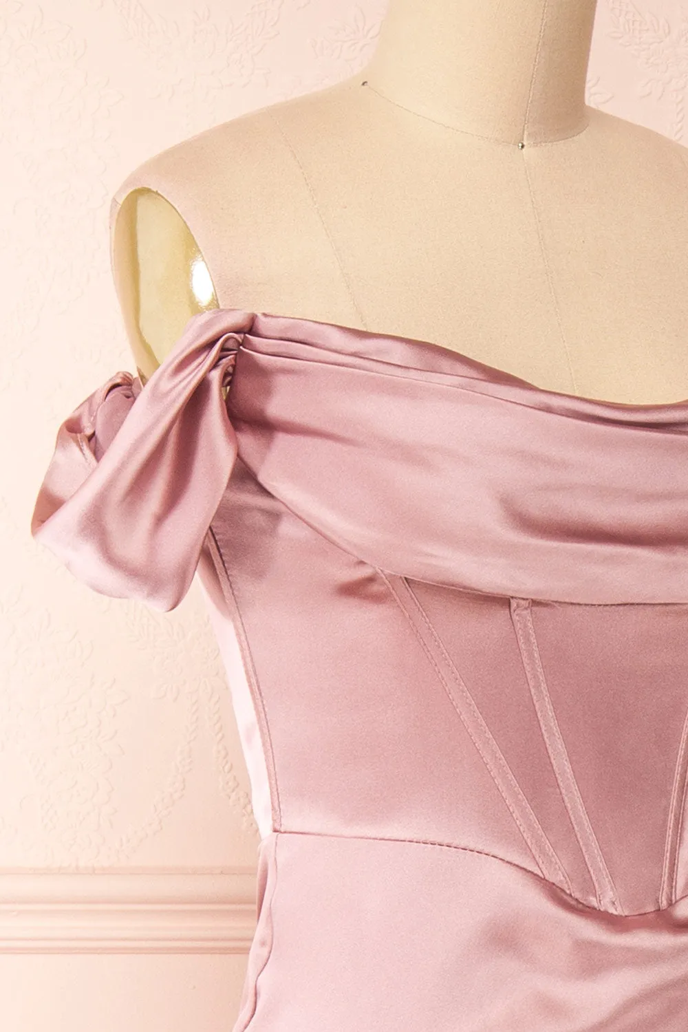 Evolet Mauve | Off-Shoulder Corset Maxi Dress