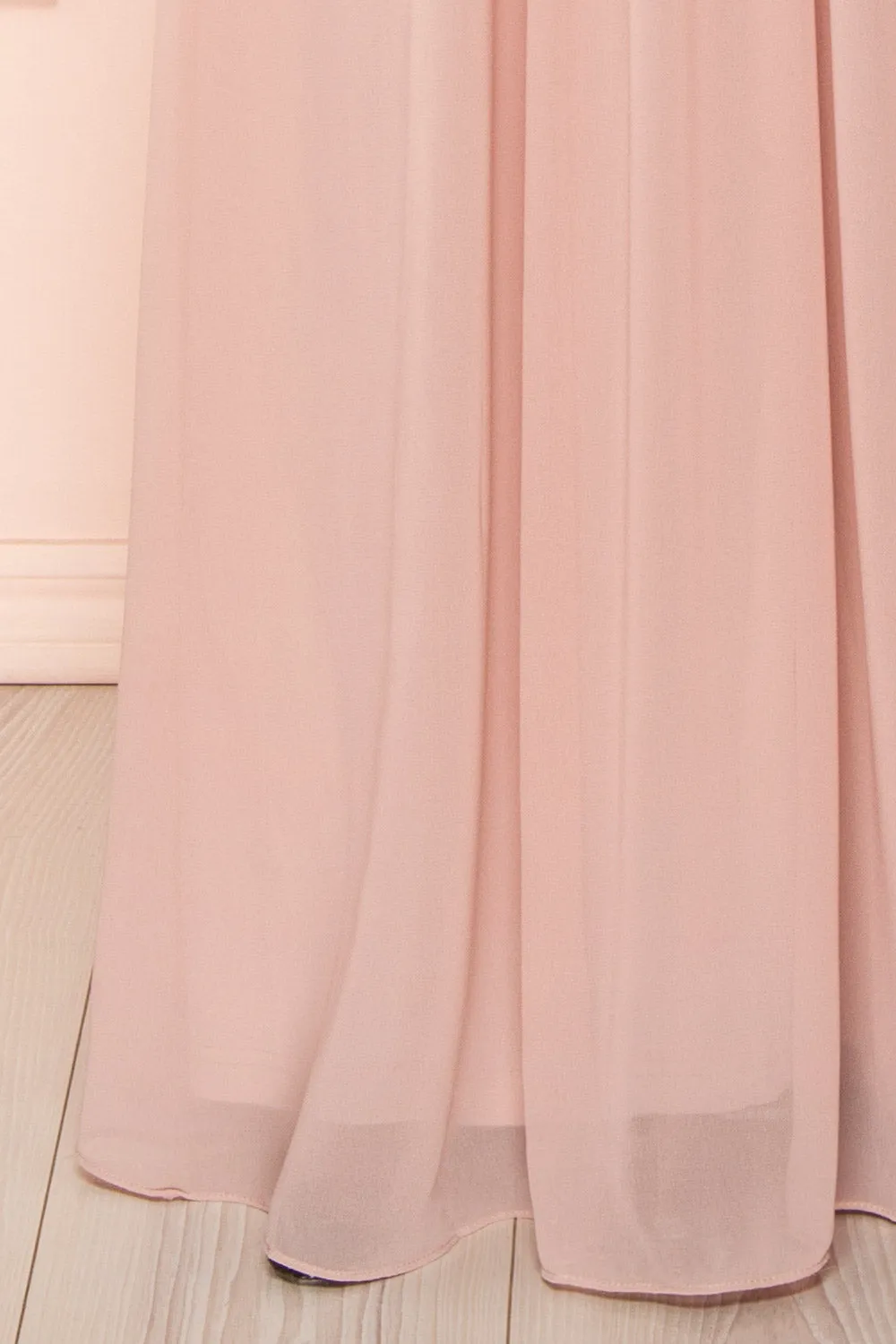 Haley Taupe | Deep V-Neck Chiffon Maxi Dress