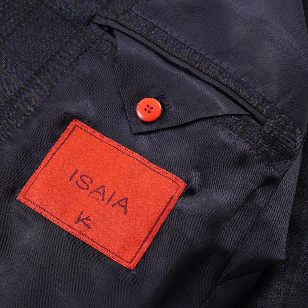 Isaia Dark Blue Check Wool Sport Coat
