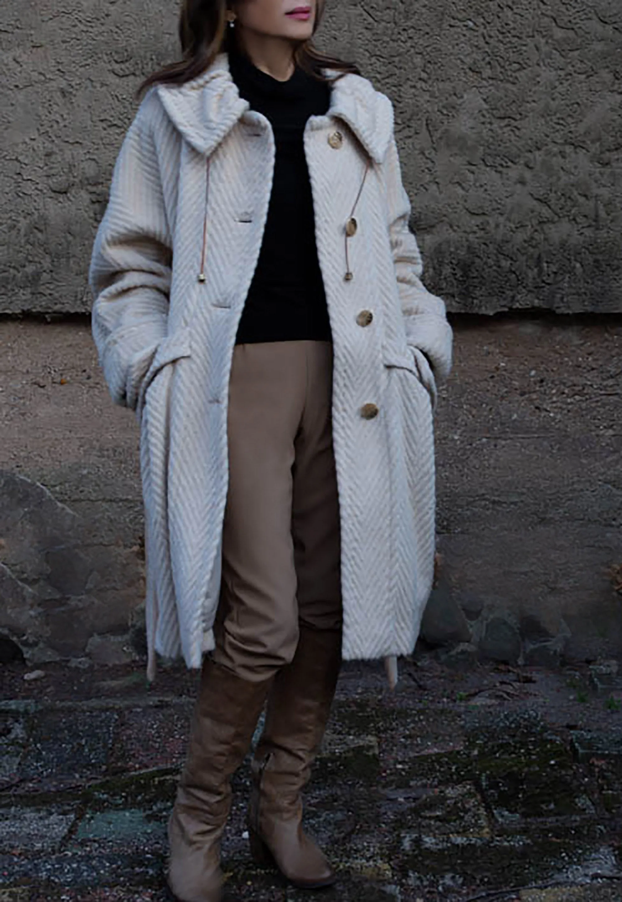 Latte Beige Wool Coat