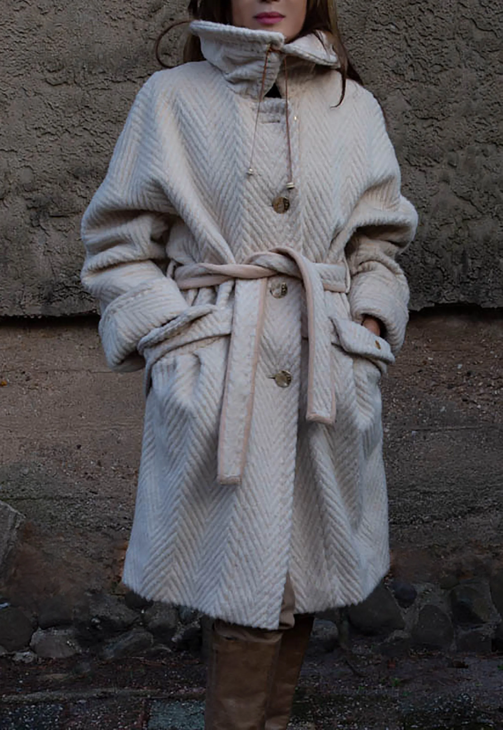 Latte Beige Wool Coat