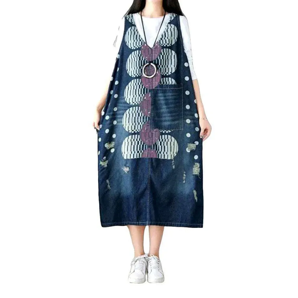 Long printed jeans dress