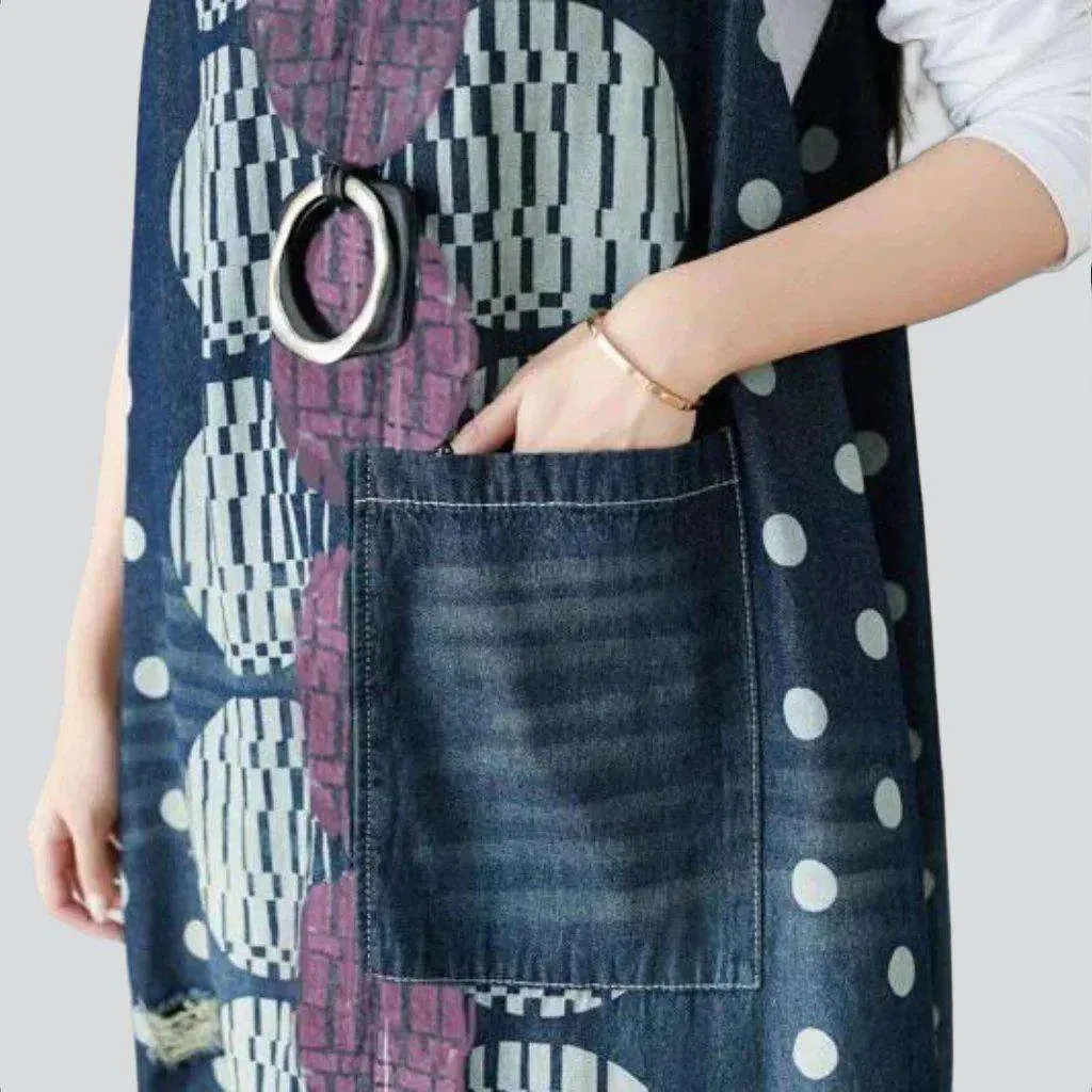 Long printed jeans dress