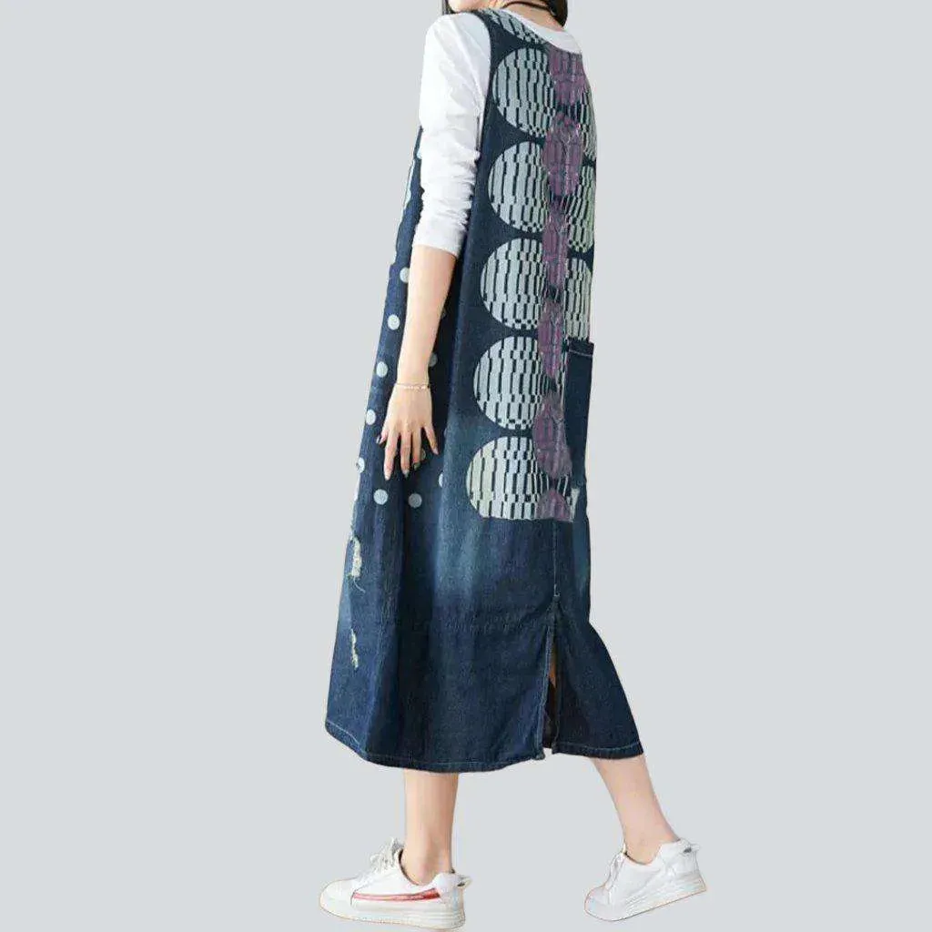Long printed jeans dress
