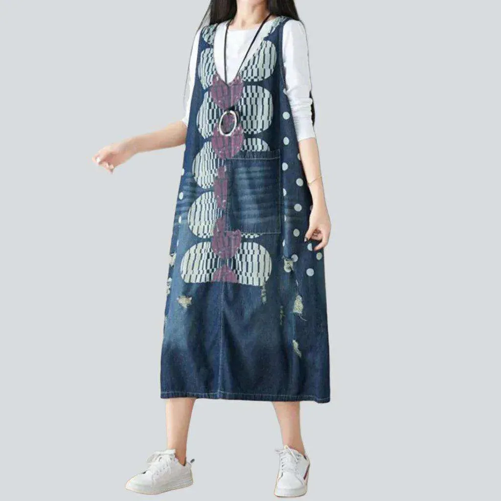 Long printed jeans dress