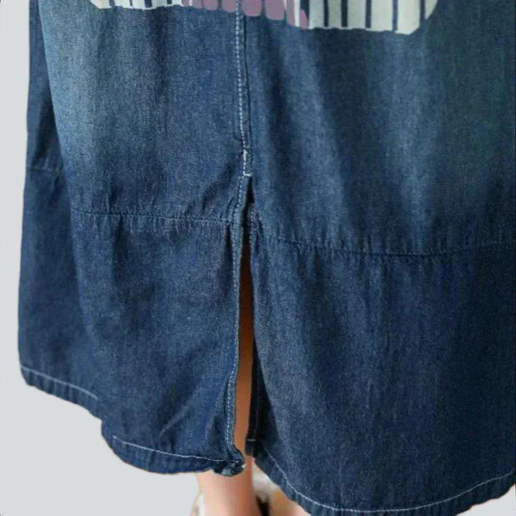 Long printed jeans dress