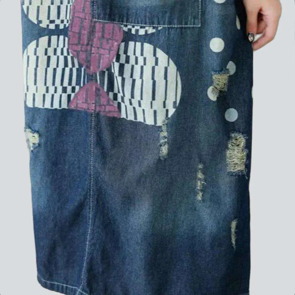 Long printed jeans dress