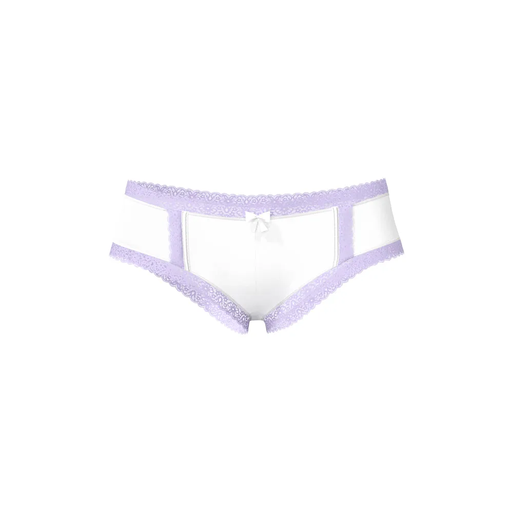 Magic Silk Sheer Passion Cheeky Hipster Boy Short White/Lavender L/XL