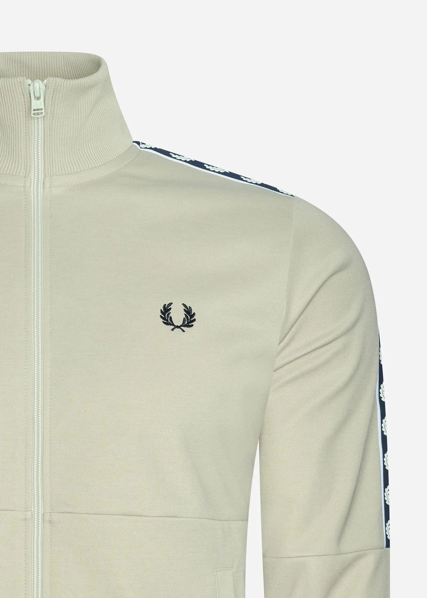 Panelled taped track jacket - light oyster