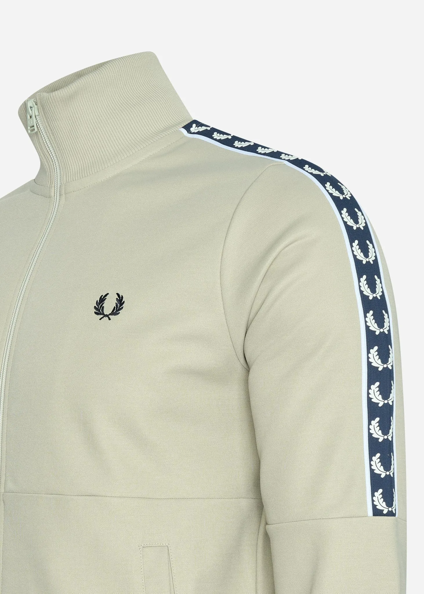 Panelled taped track jacket - light oyster