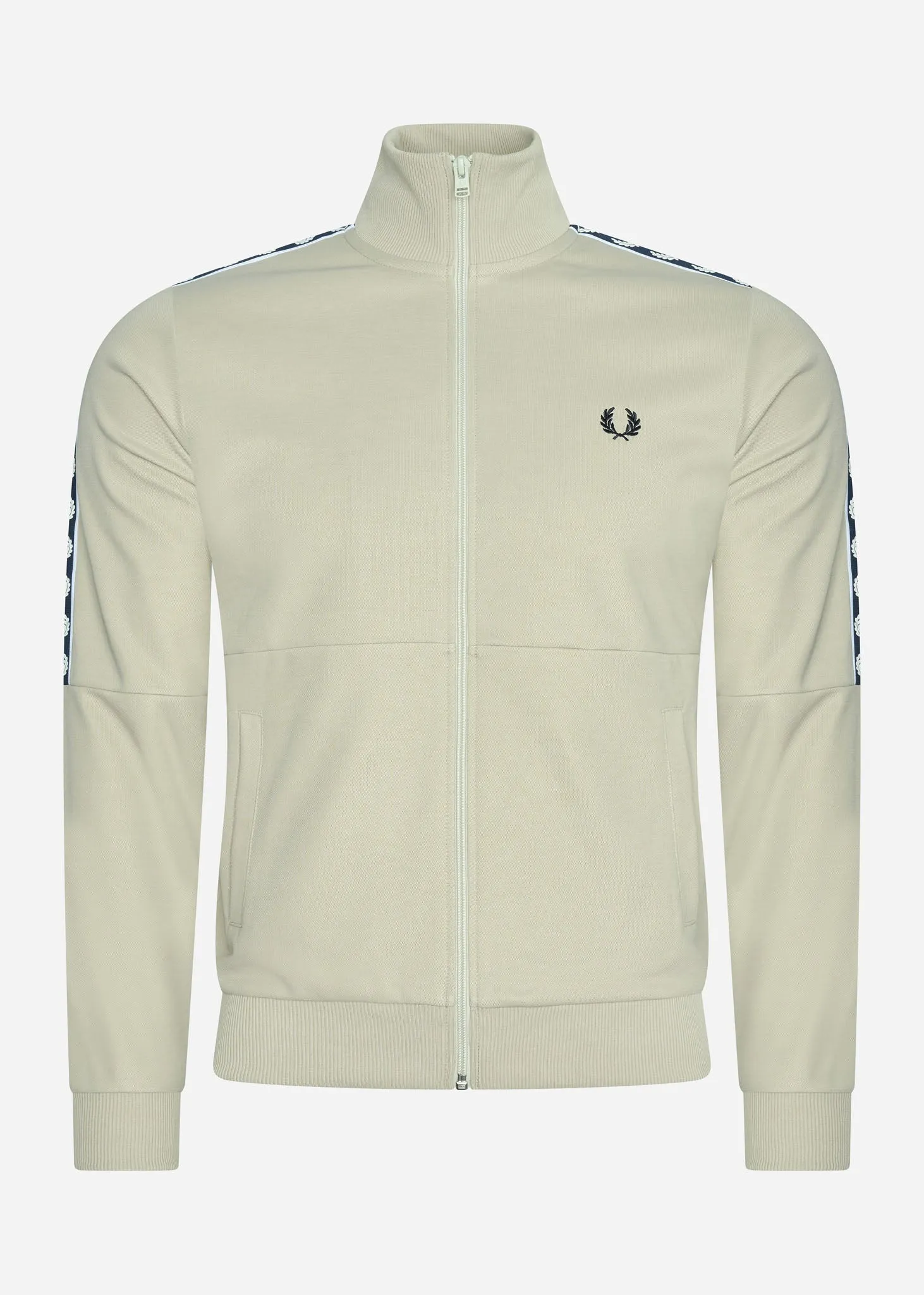 Panelled taped track jacket - light oyster