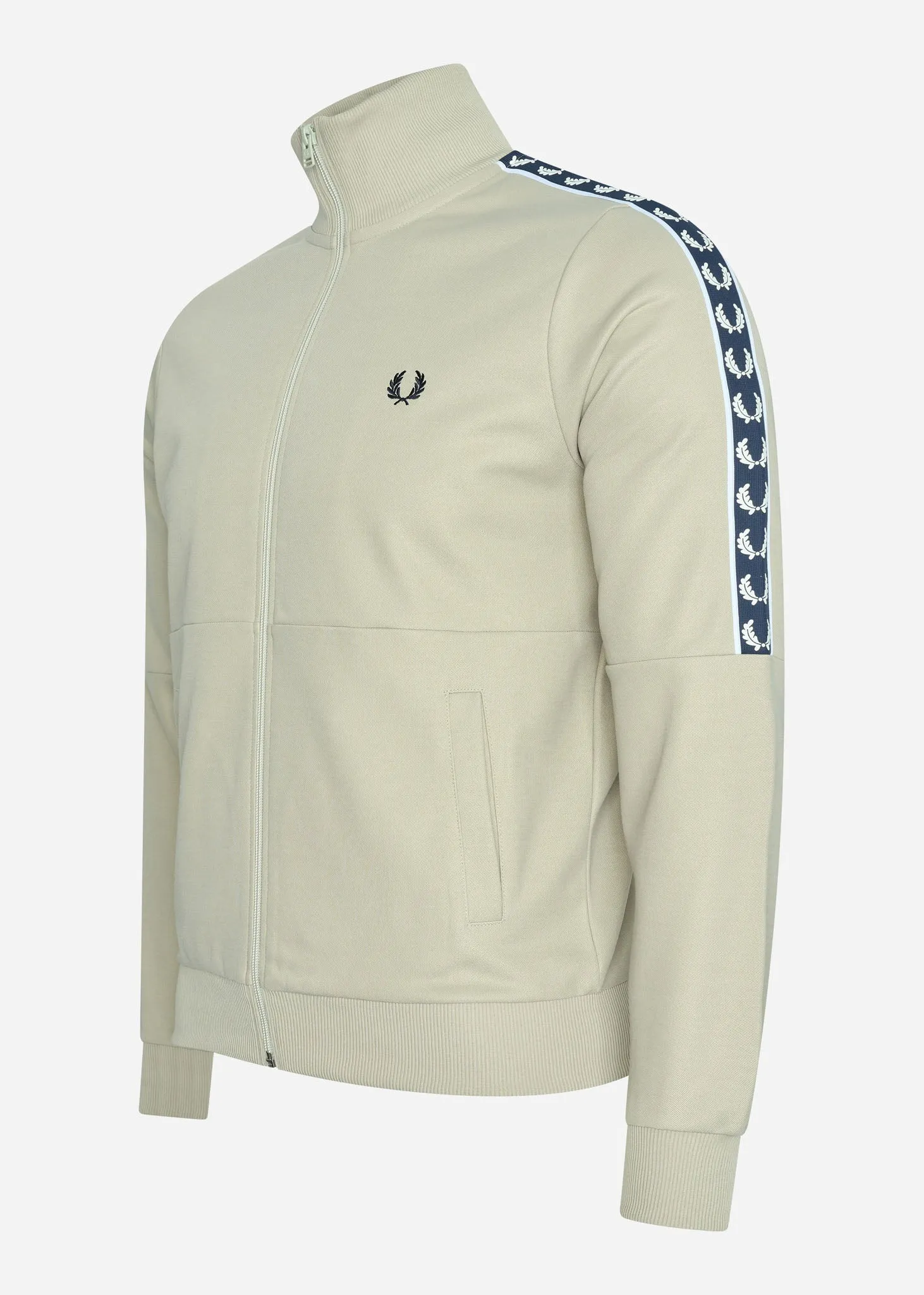Panelled taped track jacket - light oyster