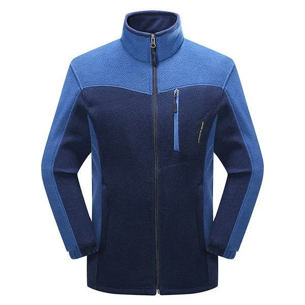 Plus Size Winter Polar Fleece Jackets Stitching Windproof Warm Breathable Coats for Men