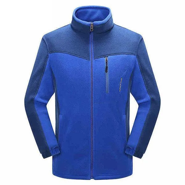 Plus Size Winter Polar Fleece Jackets Stitching Windproof Warm Breathable Coats for Men