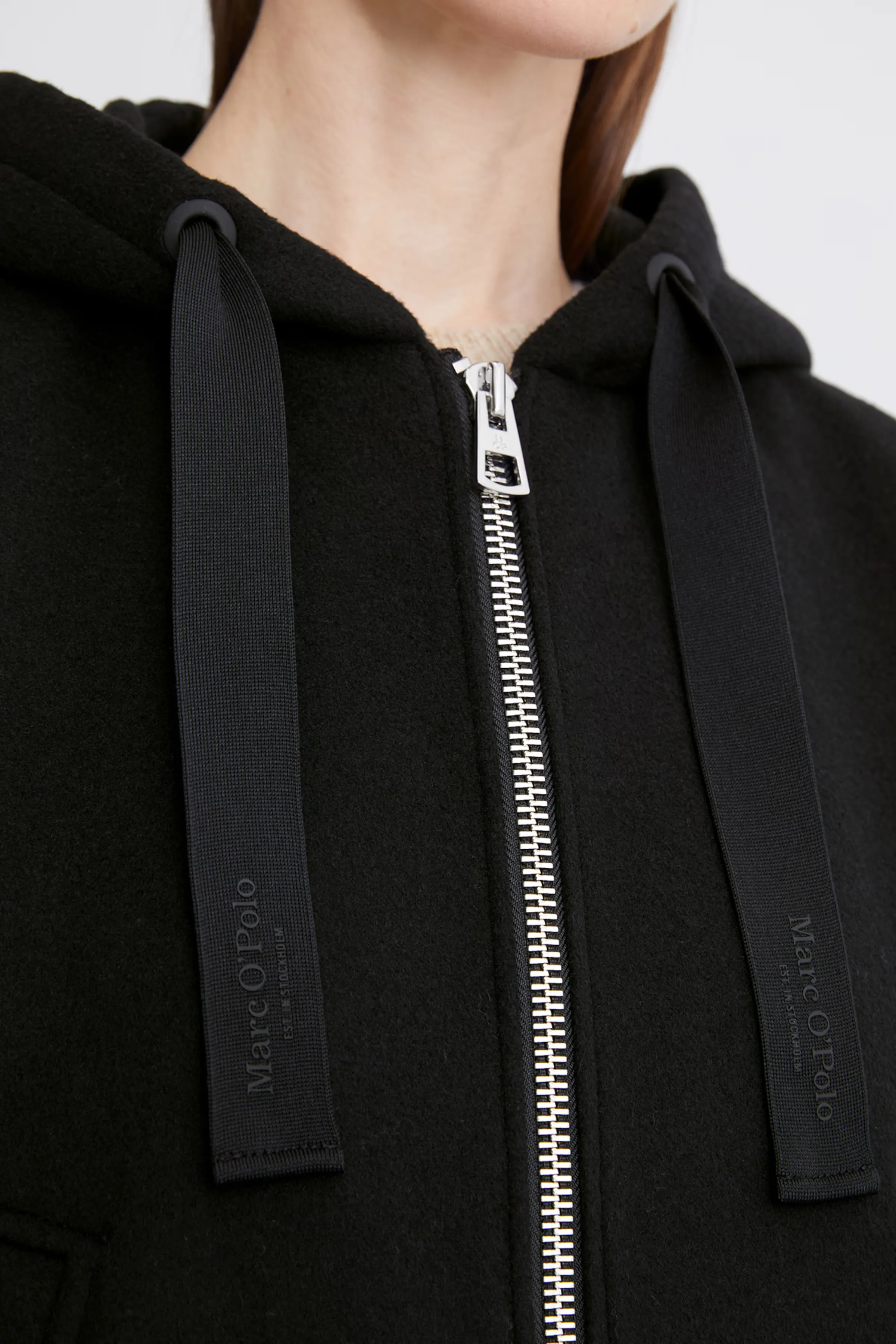 Short Cape Black Wool Coat