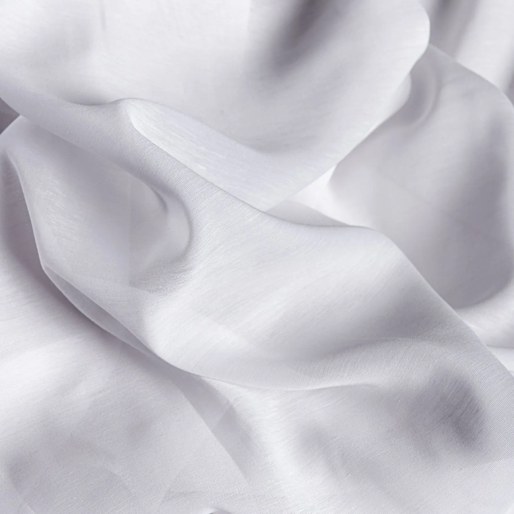 Tranquility White FR  Unlined Voile Curtains - Single Panel