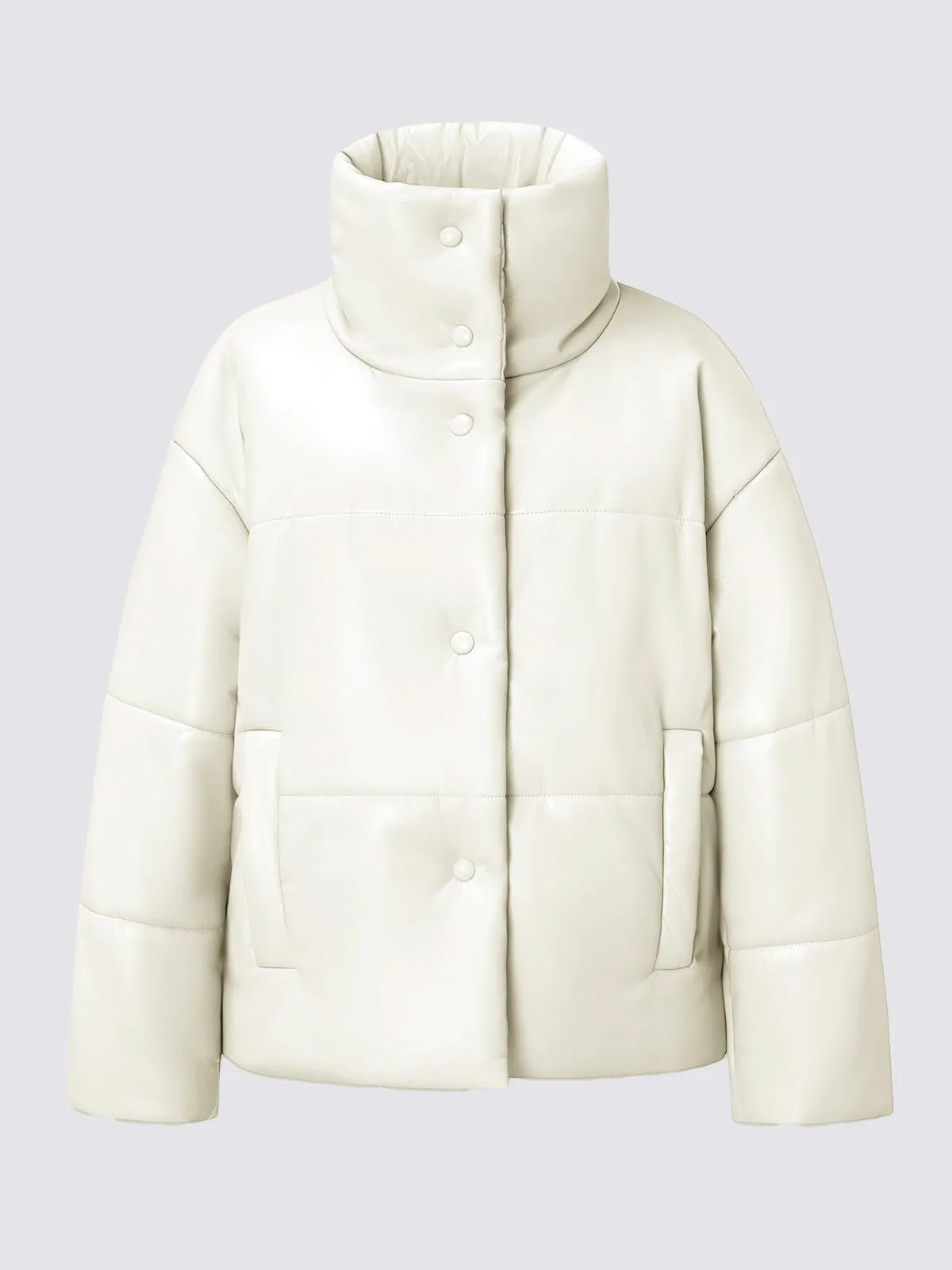 Vegan Leather Down Puffer Jacket