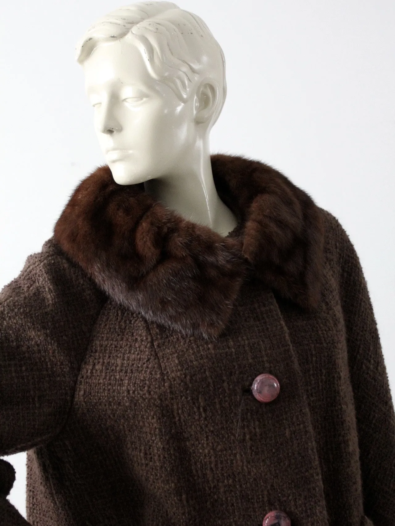 vintage 1960s Betty Rose wool coat with fur collar