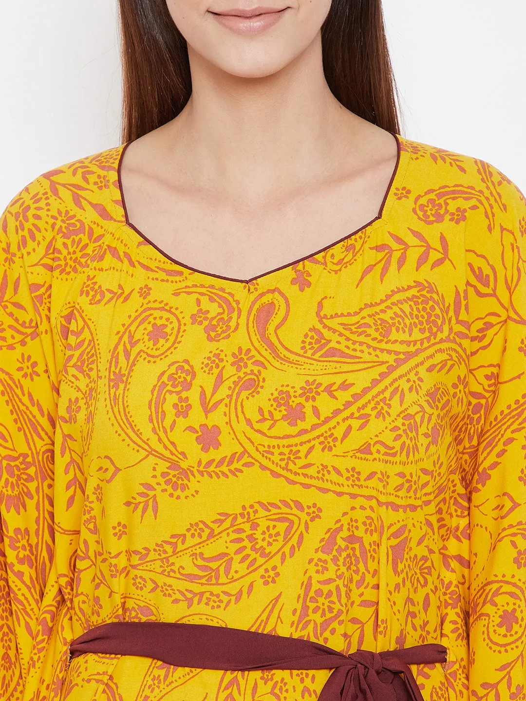 Yellow Paisley Print kaftan - (Clearance - Final Sale)